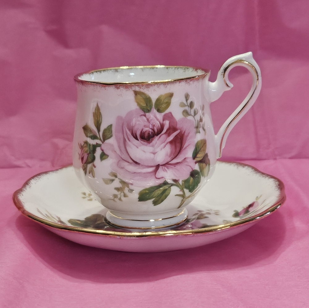Adorable Demitasse Cup and Saucer "American Beauty" by Royal Albert.
